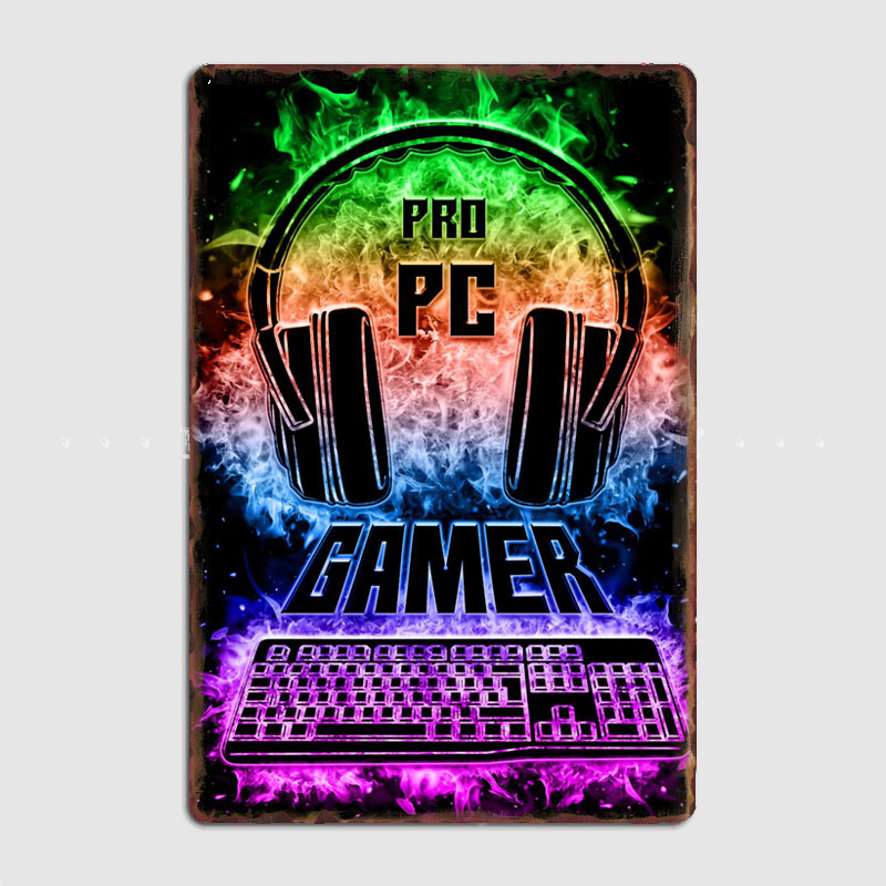 Pc Gaming Club - PC ゲームサインヴィンテージレトロポスターメタルサインガレージクラブ屋内部屋の装飾壁の装飾カスタム家の装飾