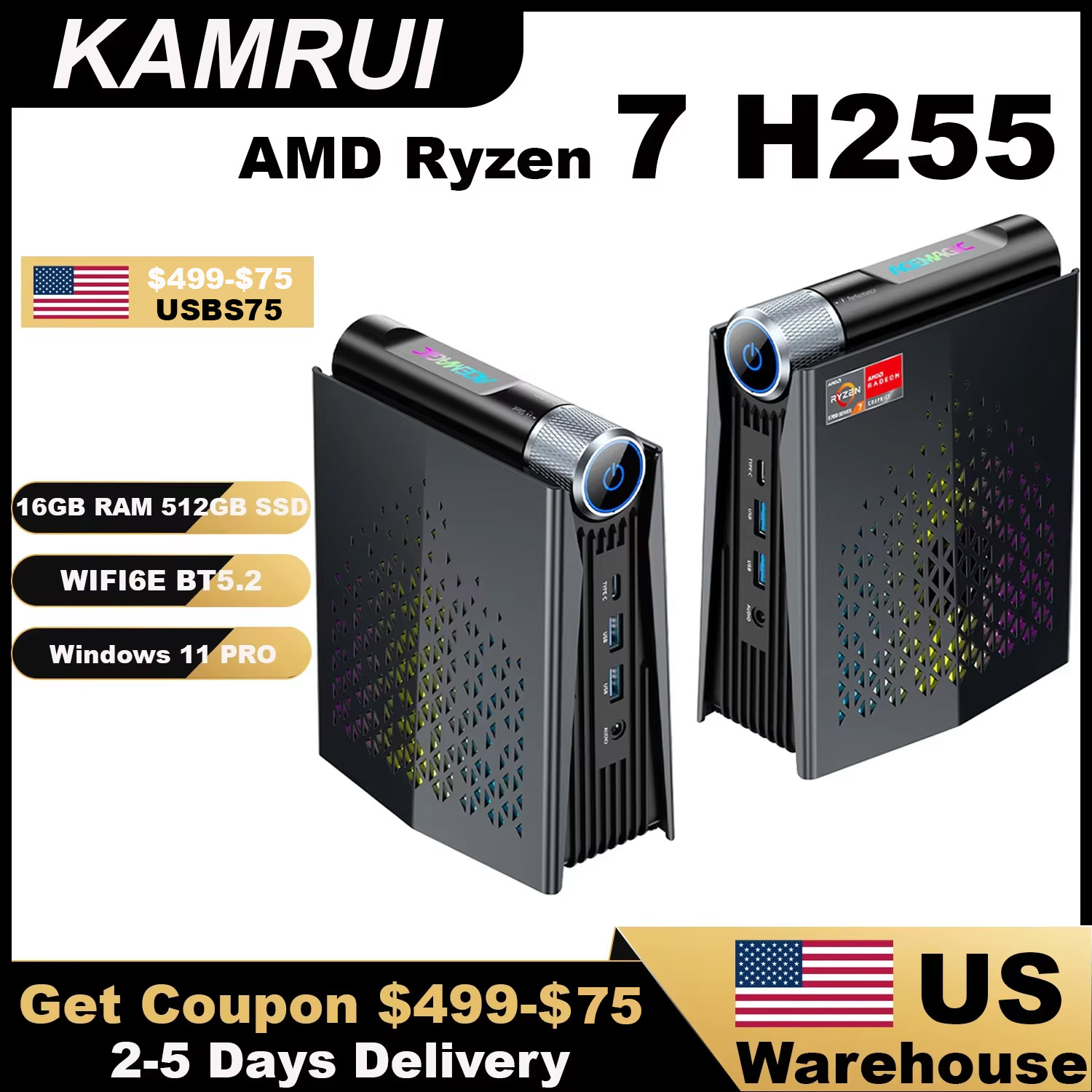 Pc Gaming Ryzen - KAMRUIゲーミングミニPC Ryzen 7 H255 16GB LPDDR5