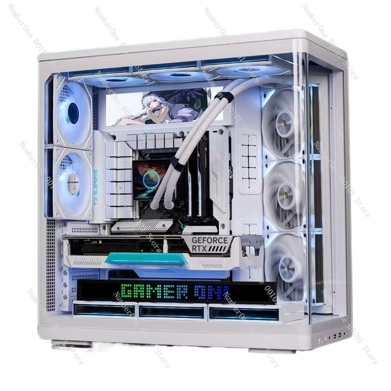 Pc Gaming Aquarium - 曲面強化ガラス水槽PCケース シービューパノラマデスクトップゲーミングコンピューターシャーシ ATXミッドタワー 水冷サイド