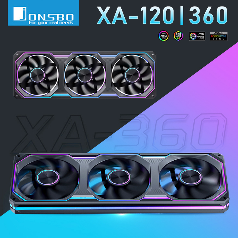 Pc Gaming Jonsbo - Jonsbo XA-120/240/360 PCケースファン 三面ミラーARGB同期CPU冷却ファン 120mm PWM