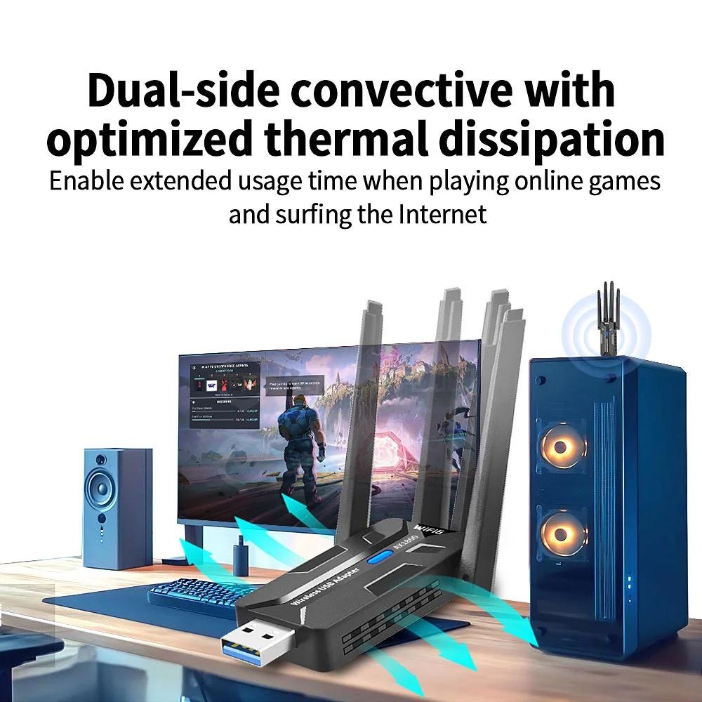 WiFi 6 USB 3.0アダプター 1800Mbps デ - Pc Gaming Video のレビューと価格
