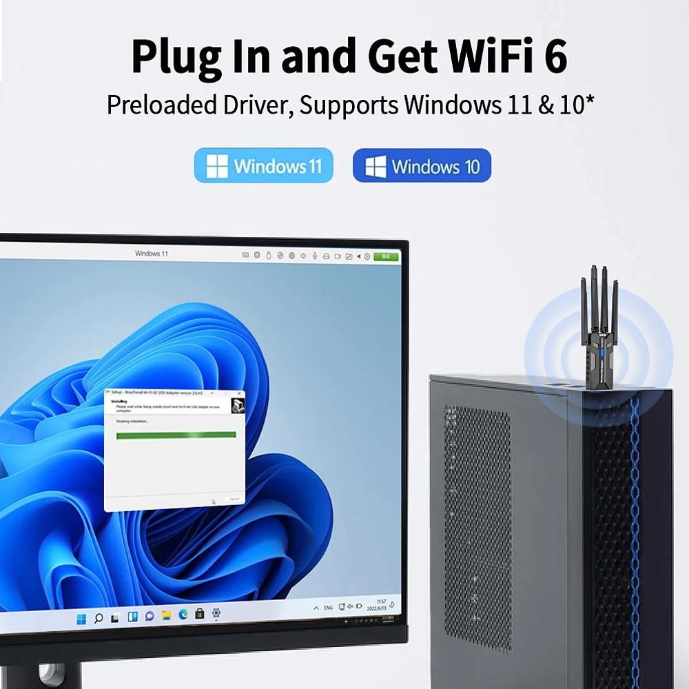 WiFi 6 USB 3.0アダプター 1800Mbps デ - Pc Gaming Video のレビューと価格